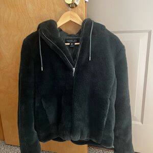 Rachel Zoe Plush Faux Fur Coat in Forest Green